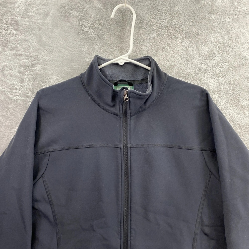 LL Bean Windproof Soft Shell Jacket Womens Large Black Full Zip Fleece Outdoor - Picture 2 of 11